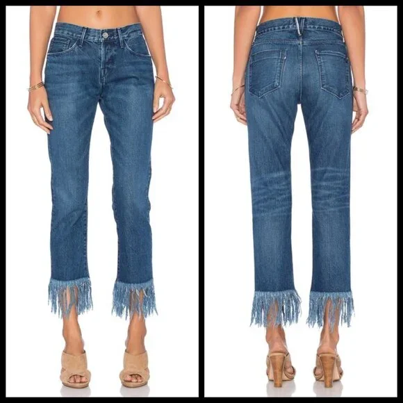💕3x1💕 Straight Crop Fringe Jean Button Fly High Waisted Cropped ~ Lima 27 NWT